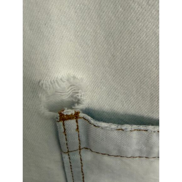 Stanley Morgan Vintage Denim Jumper Dress M USA Frayed Hem Button Tank Style - Picture 7 of 10